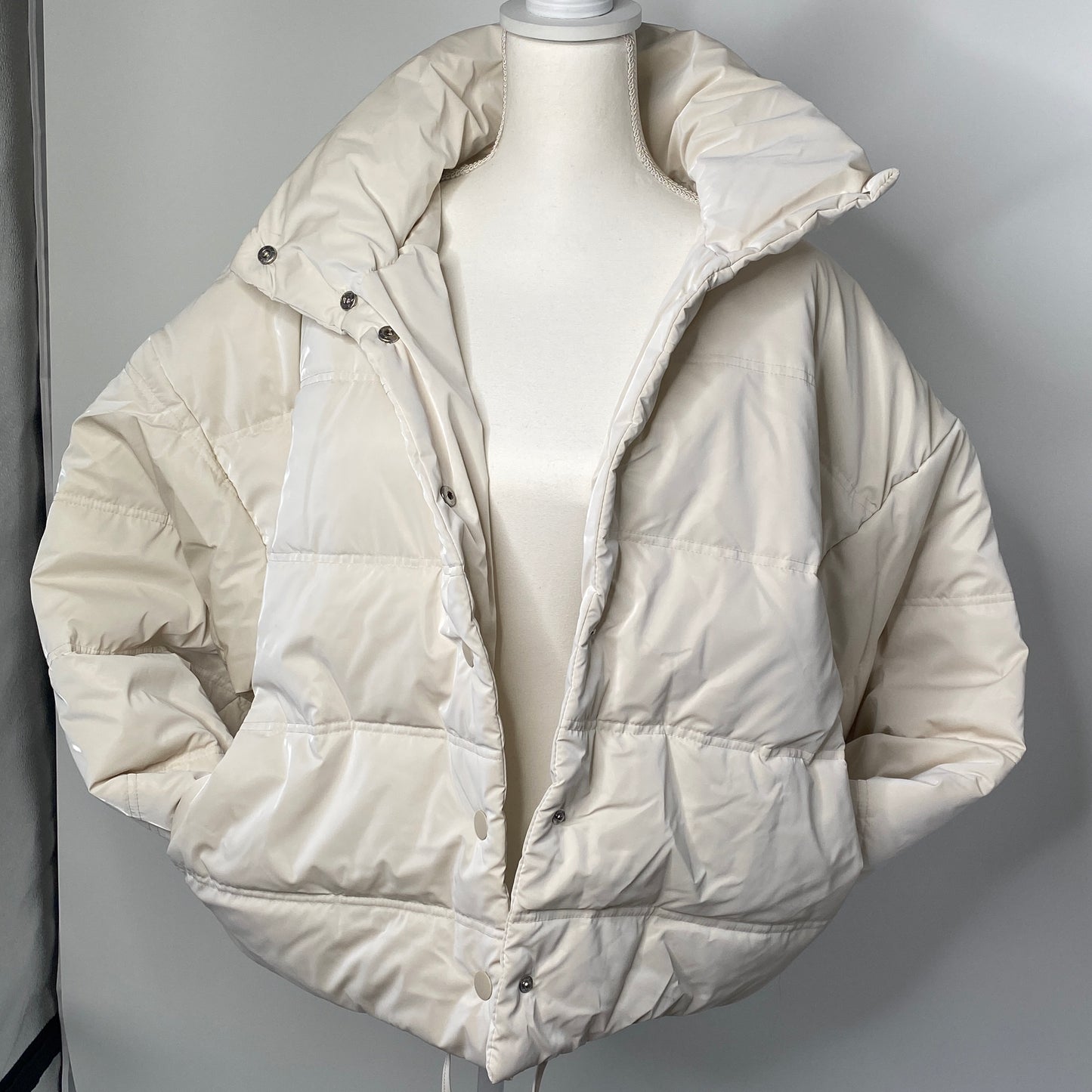 Puffer Jacket, Beige Plus Size