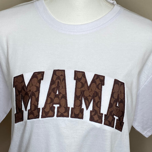Mother’s Day MAMA, Embroidered, Custom T-Shirt, Brown
