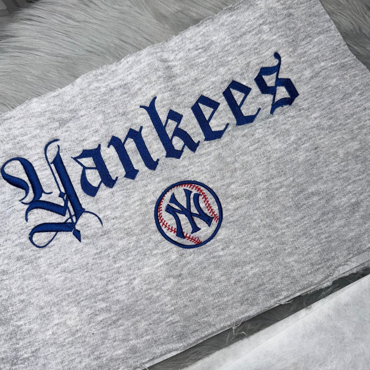 Yankees 3D Baseball Embroidered Chest and Hood Baseball Season New York Fan Embroidered Hoodie