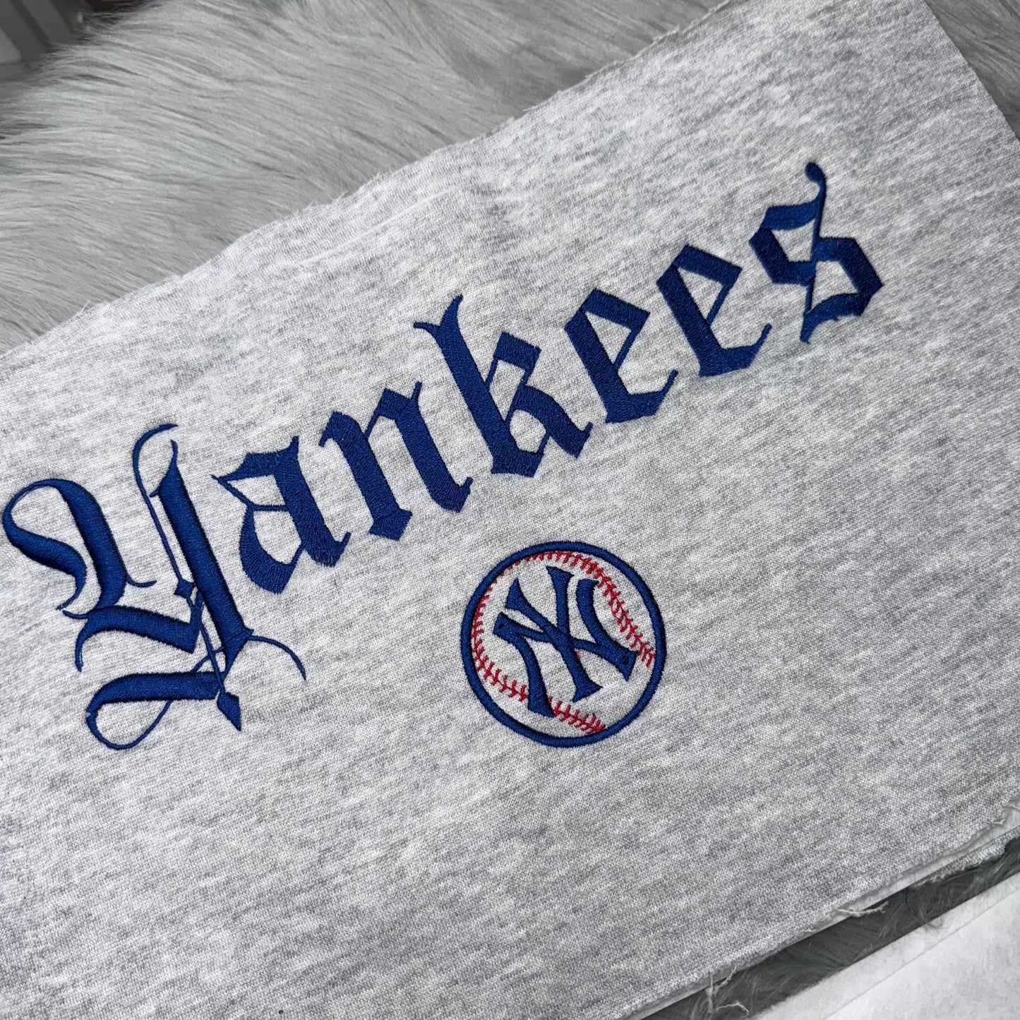 Yankees 3D Baseball Embroidered Chest and Hood Baseball Season New York Fan Embroidered Hoodie