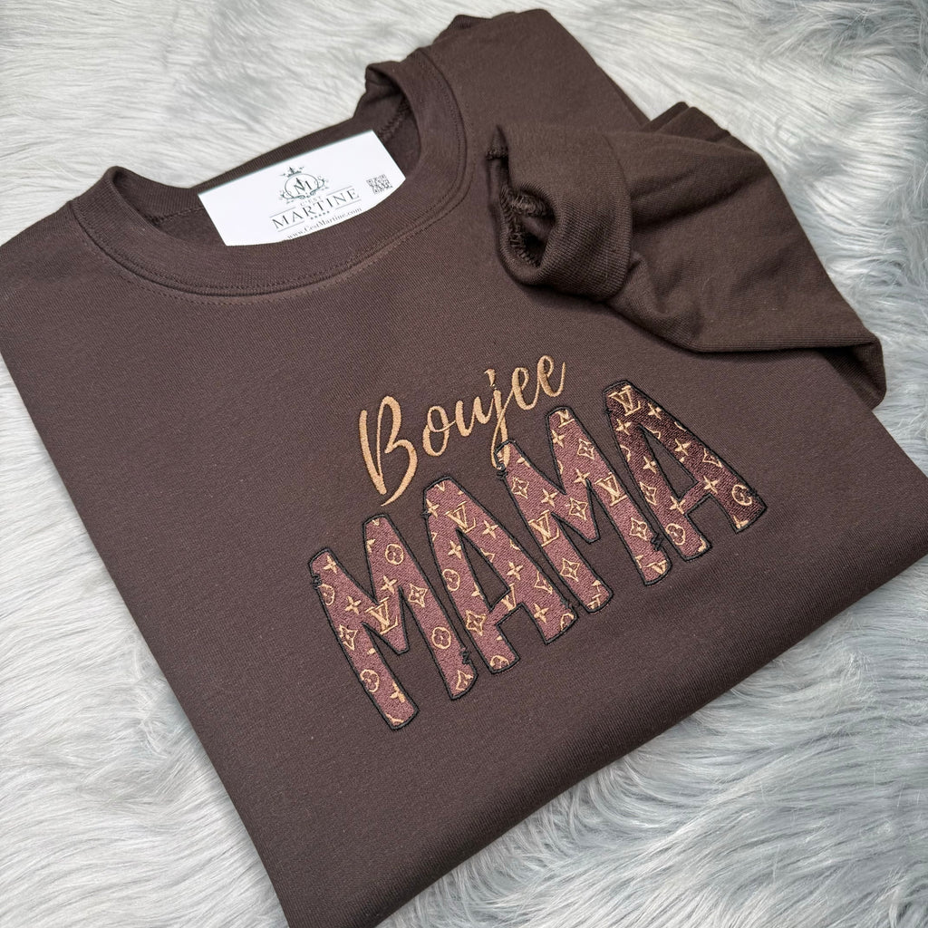 MAMA Sweatshirt, Boujee MAMA Embroidered Crewneck Custom | C'est Martine