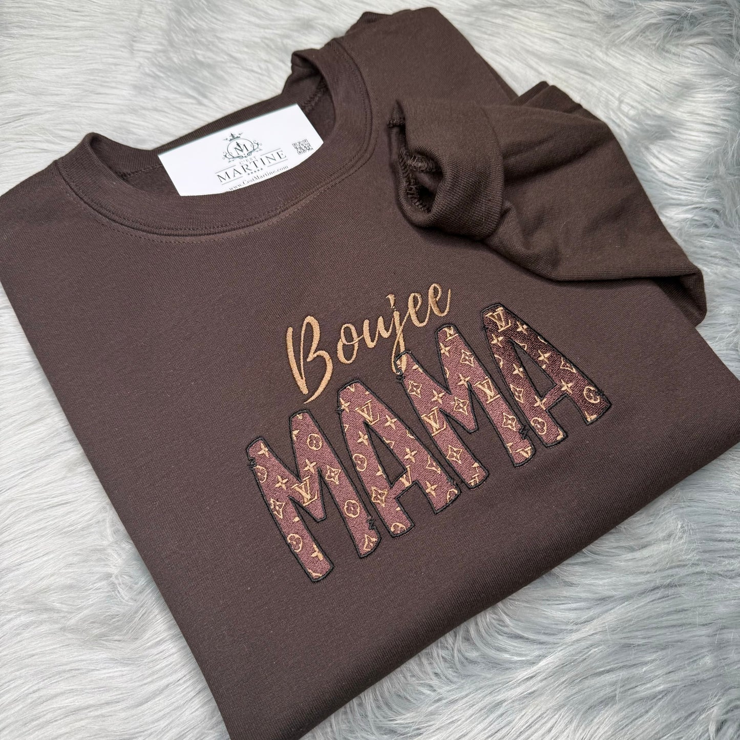 MAMA Sweatshirt, Boujee MAMA Embroidered Crewneck Custom | C'est Martine