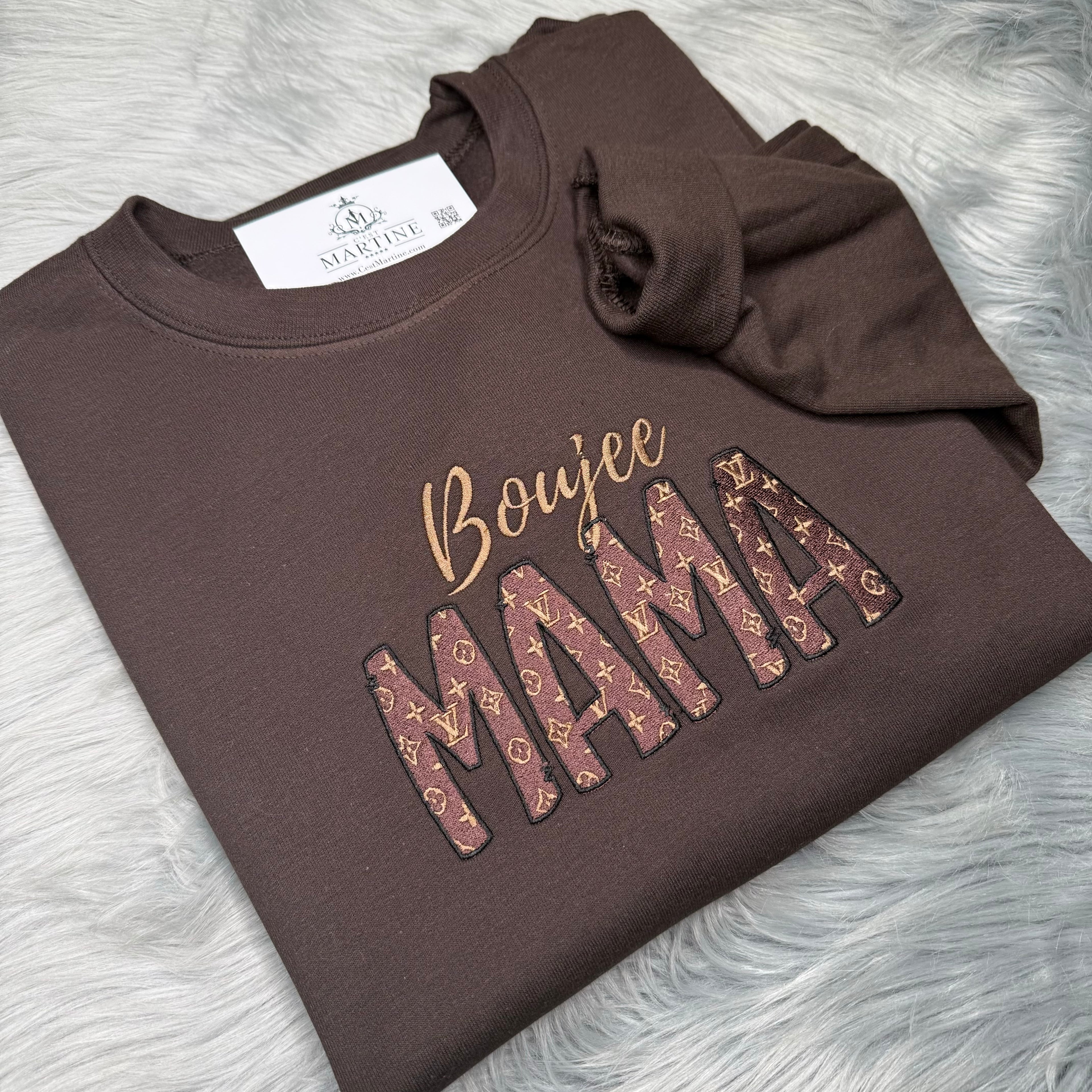 MAMA Sweatshirt, Boujee MAMA Embroidered Crewneck Custom | C'est Martine