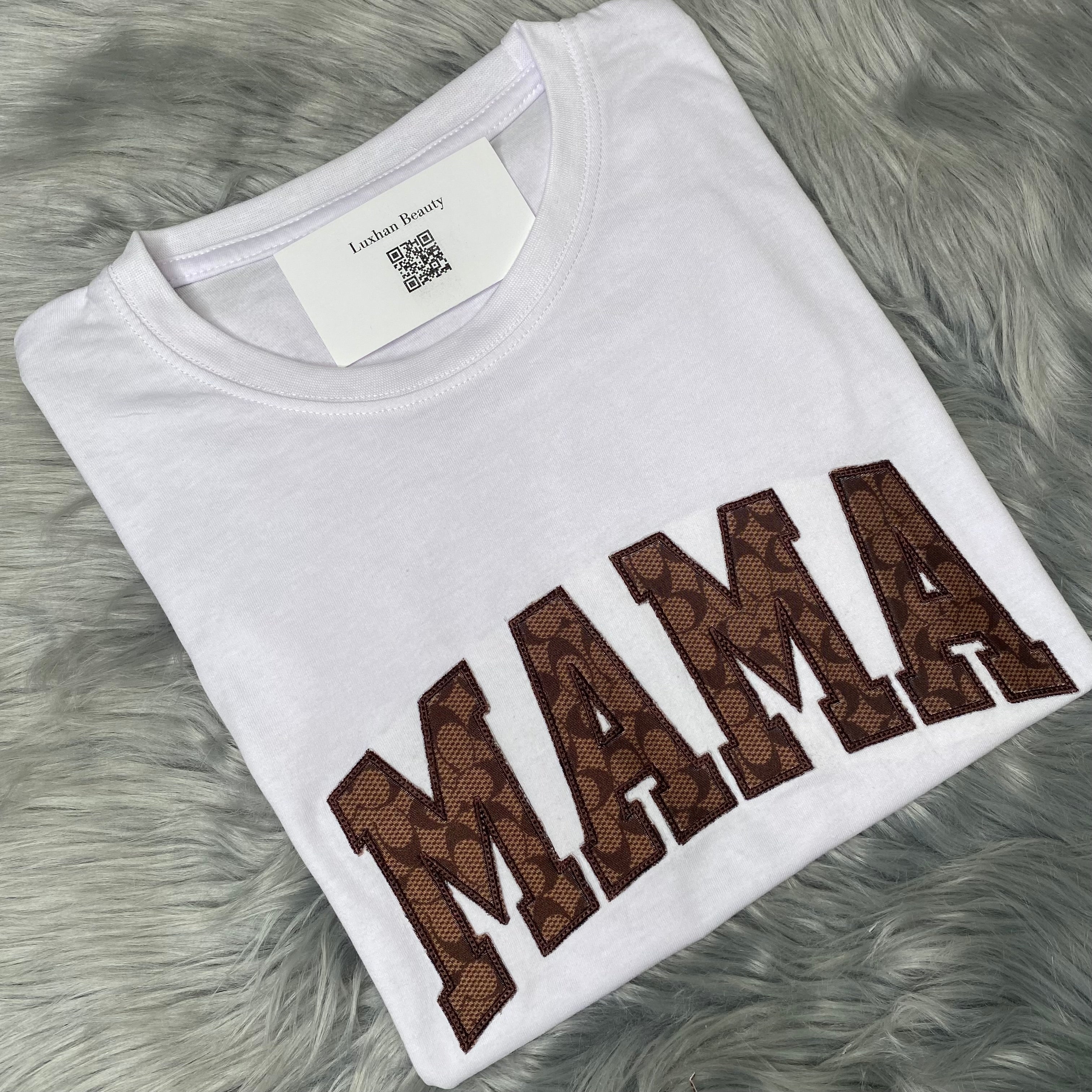 Mother’s Day MAMA, Embroidered, Custom T-Shirt, Brown