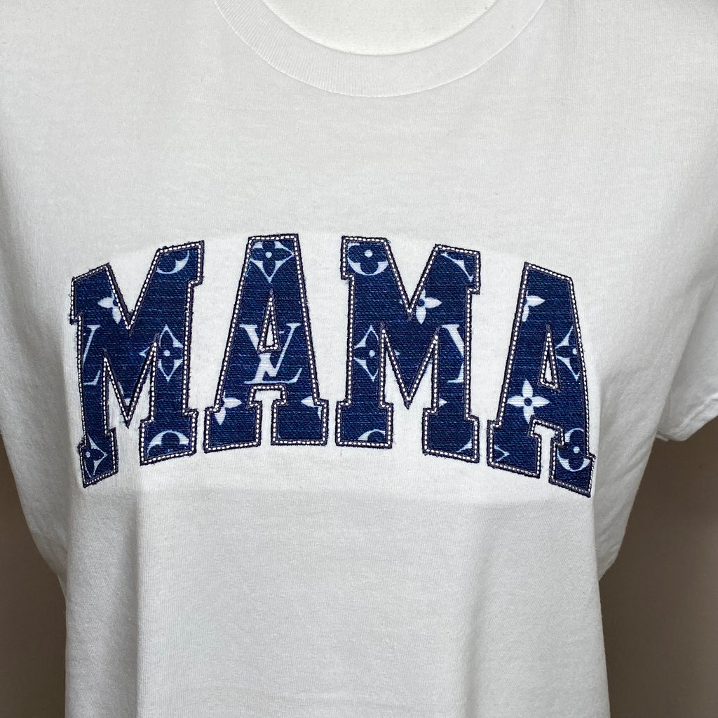 Mother’s Day MAMA, Embroidered, Custom T-Shirt, Blue