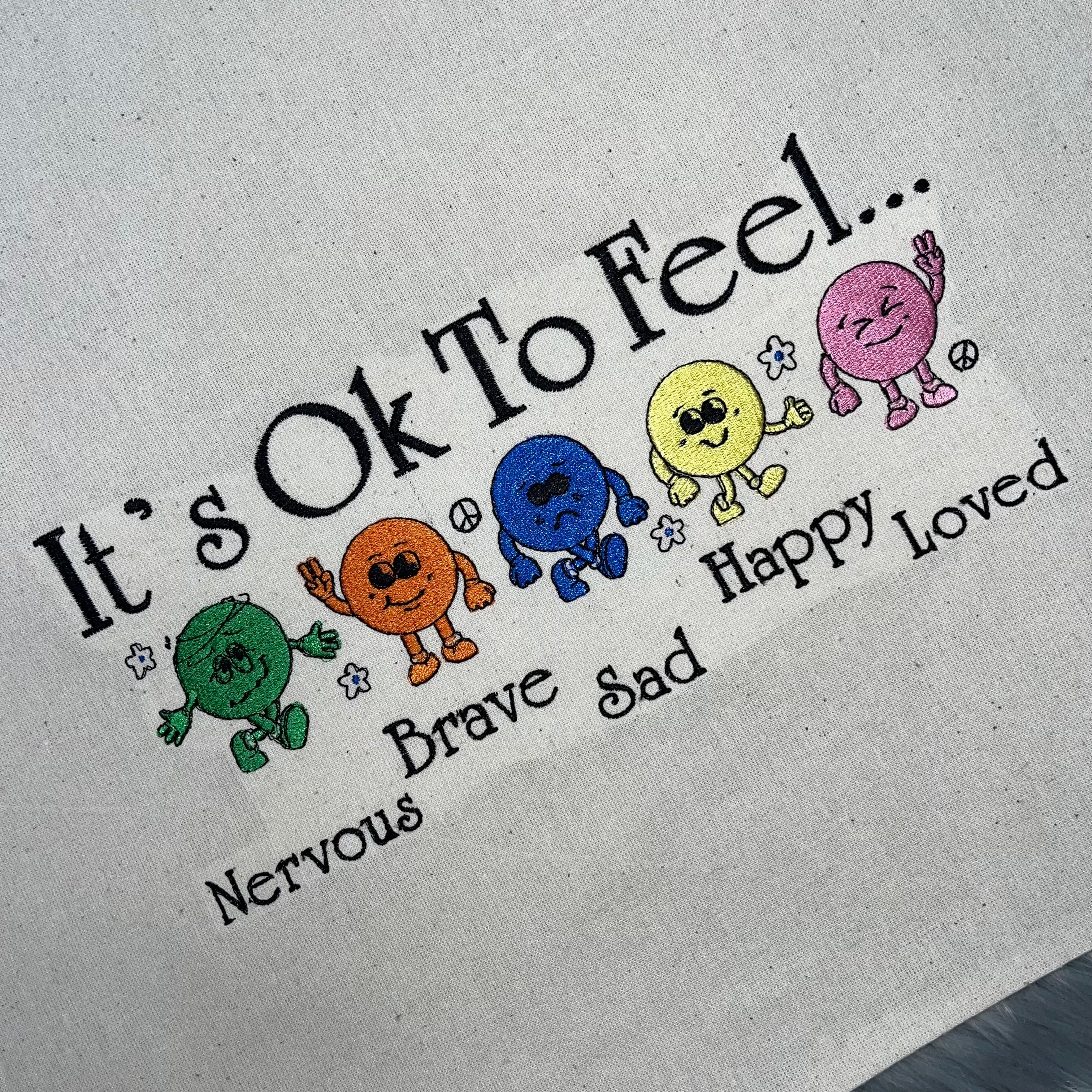 Mental Health, Awareness, It’s Ok, Embroidered Tote!