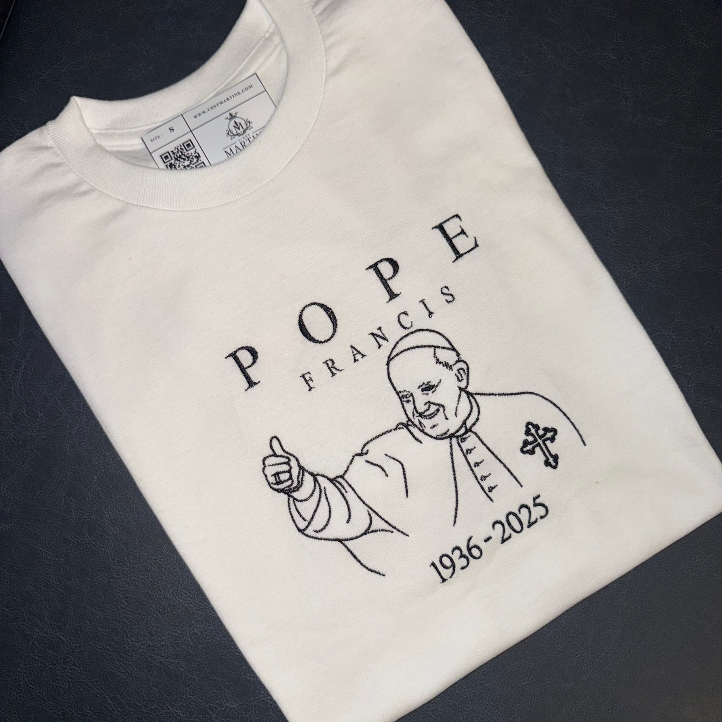 Pope Francis Memorial Embroidered T-Shirt