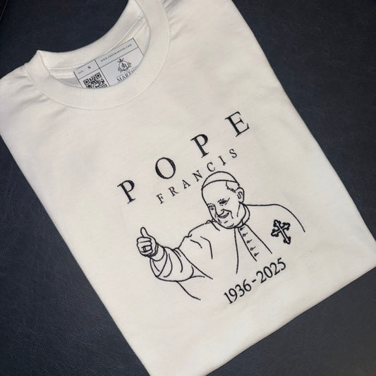 Pope Francis Memorial Embroidered T-Shirt
