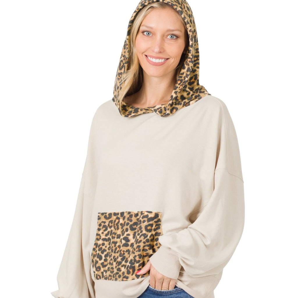 Hoodie Cheetah Print, Beige | C'est Martine