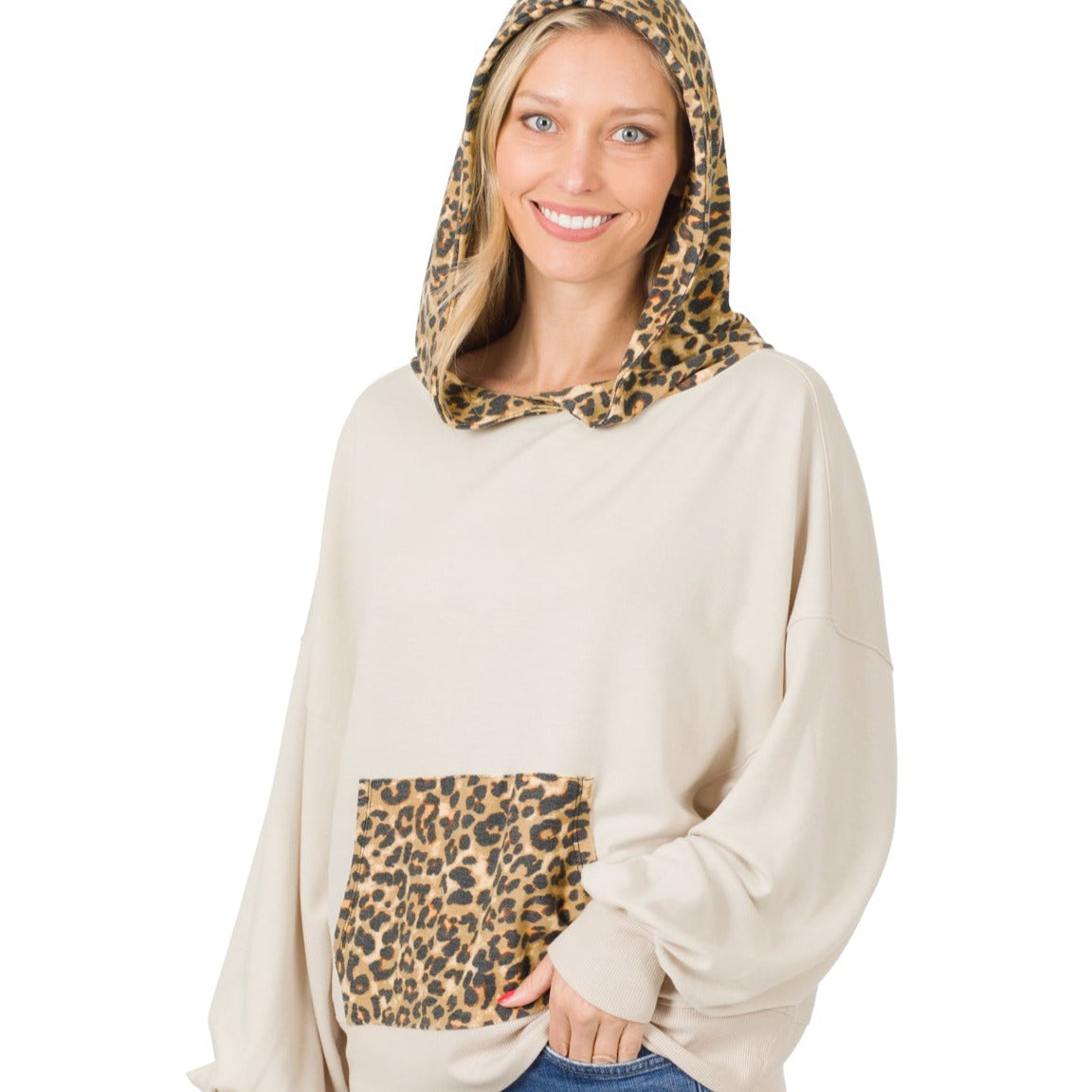 Hoodie Cheetah Print, Beige | C'est Martine