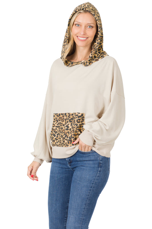 Hoodie Cheetah Print, Beige | C'est Martine