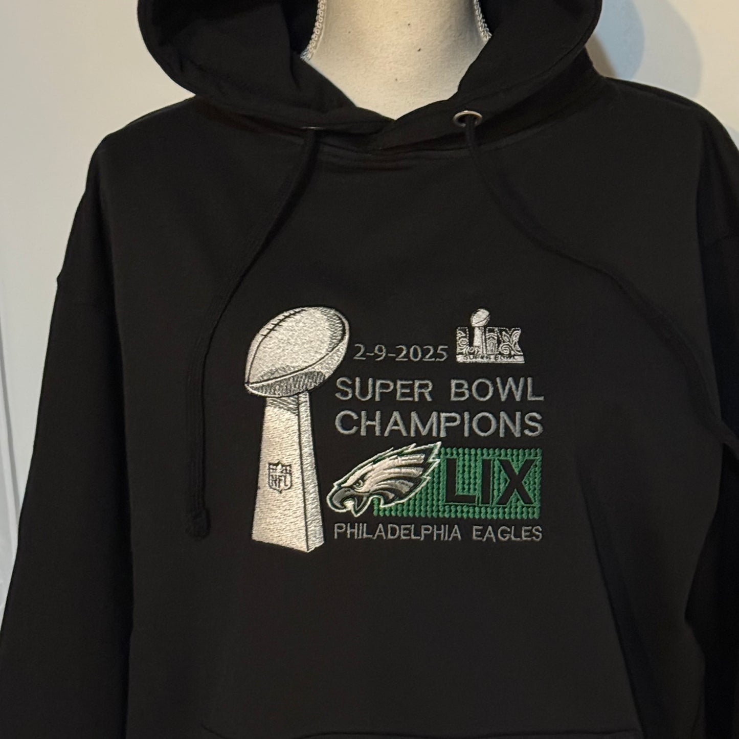 SuperBowl Football Season  Philadelphia Eagles Embroidered Hood and Chest Hoodie