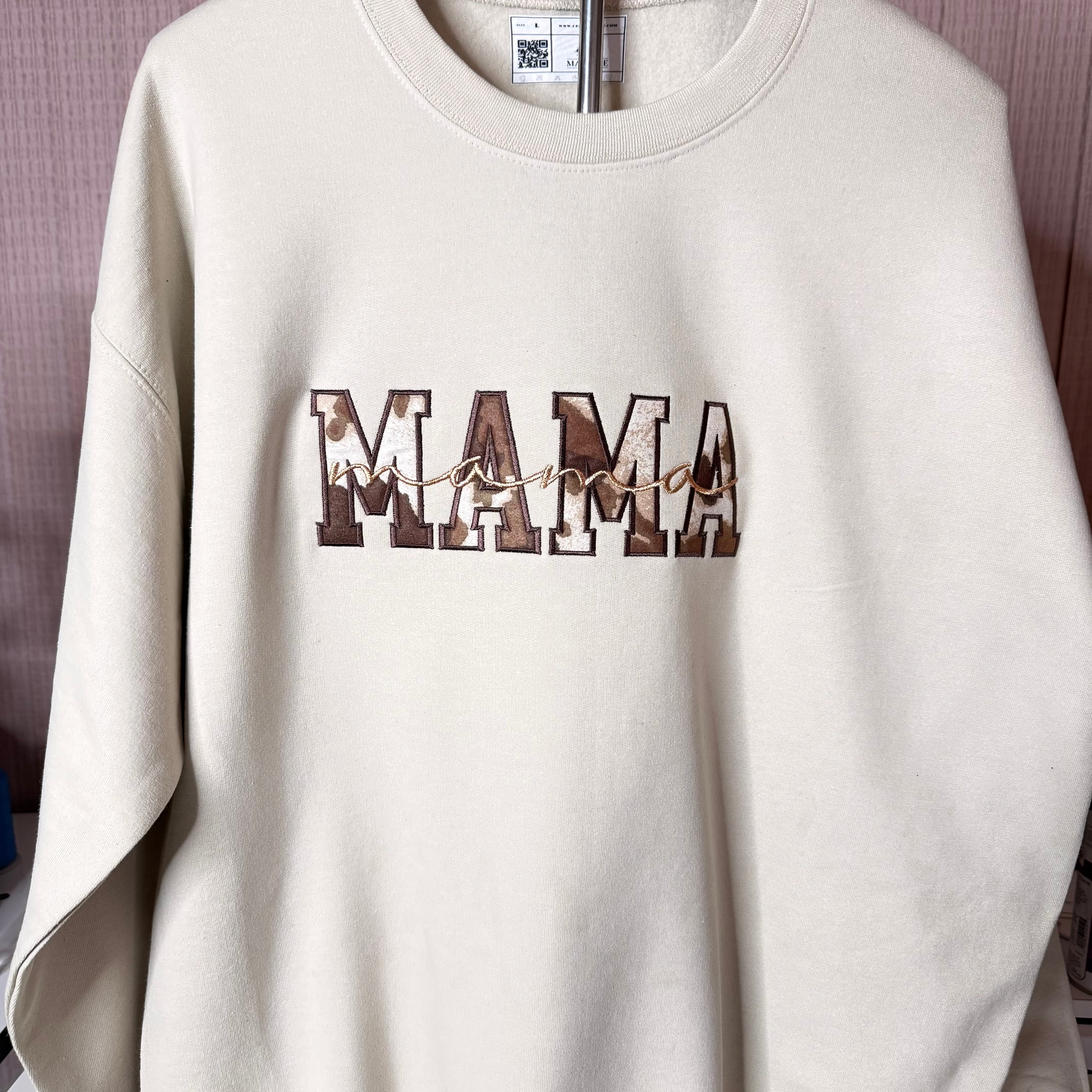 Country Western Mama Sweatshirt, CowPrint MAMA,  Embroidered Crewneck Custom  | C'est Martine