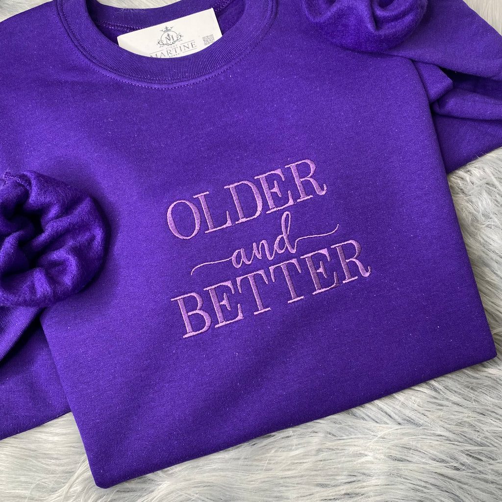Valentine's Day, The Color Purple "Older and Better" Embroidered CrewNeck Sweatshirt
