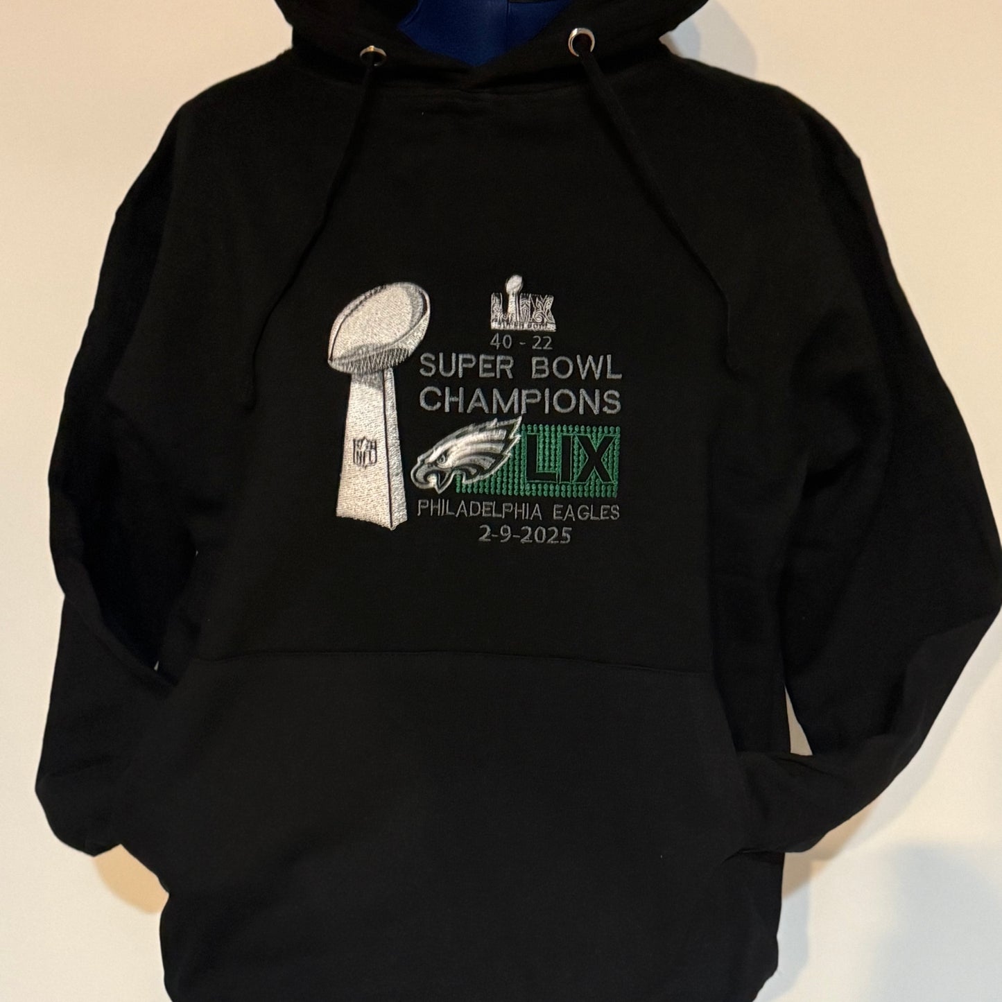 SuperBowl Football Season  Philadelphia Eagles Embroidered Hood and Chest Hoodie