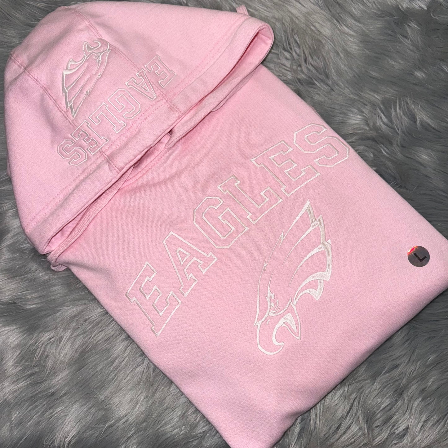 EAGLES, Pink Hoodie, Glow in the Dark , Embroidered Hood and Chest Hoodie | C'est Martine