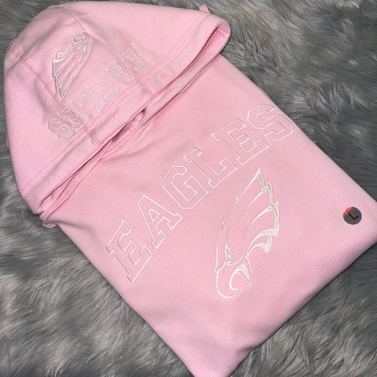 EAGLES, Pink Hoodie, Glow in the Dark , Embroidered Hood and Chest Hoodie | C'est Martine