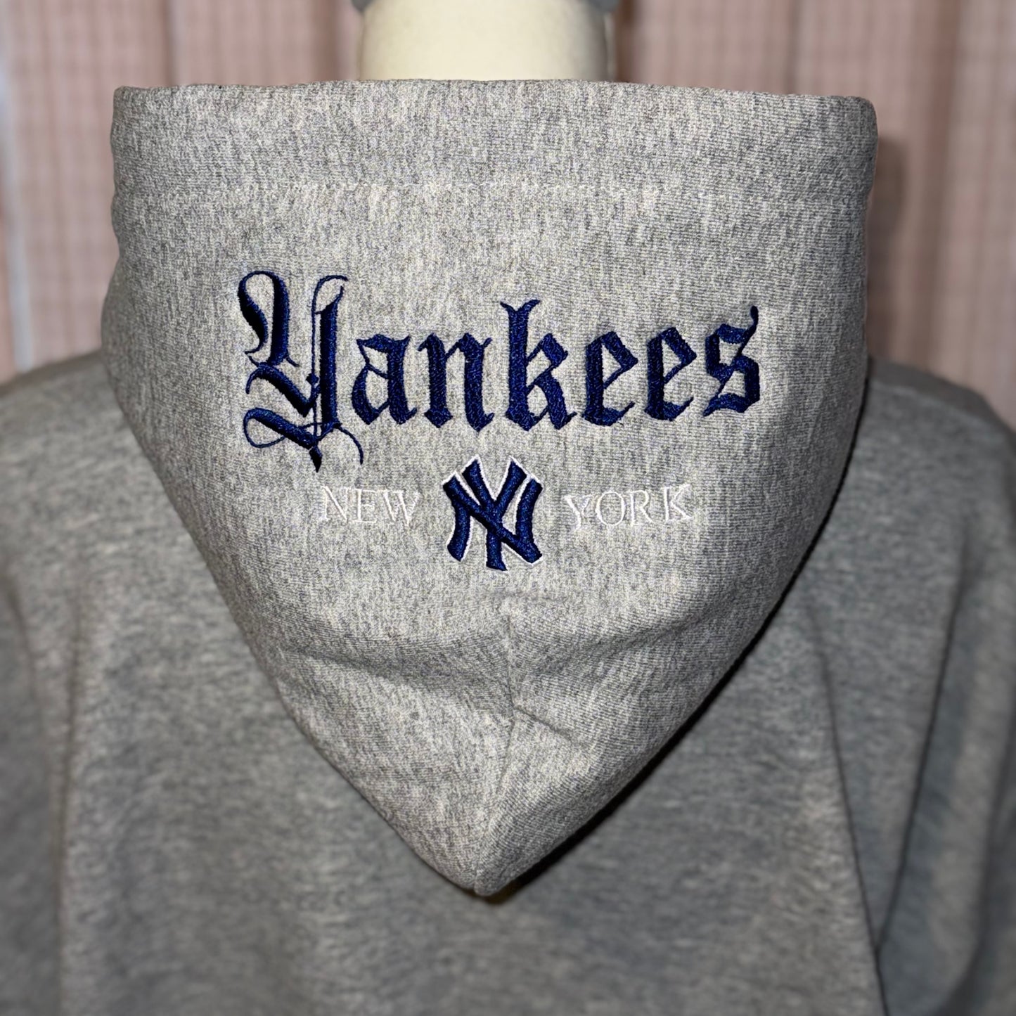 Yankees 3D Baseball Embroidered Chest and Hood Baseball Season New York Fan Embroidered Hoodie