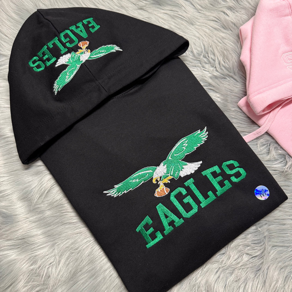 EAGLES Football Season Glow in the Dark Philadelphia Eagles Embroidered Hood and Chest Hoodie | C'est Martine