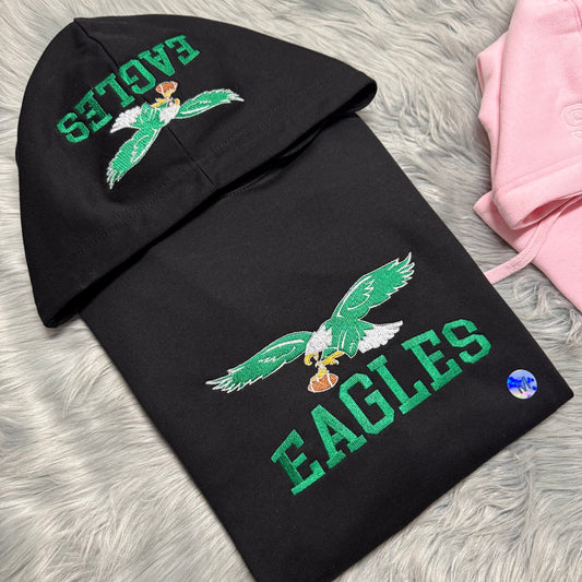 EAGLES Football Season Glow in the Dark Philadelphia Eagles Embroidered Hood and Chest Hoodie | C'est Martine