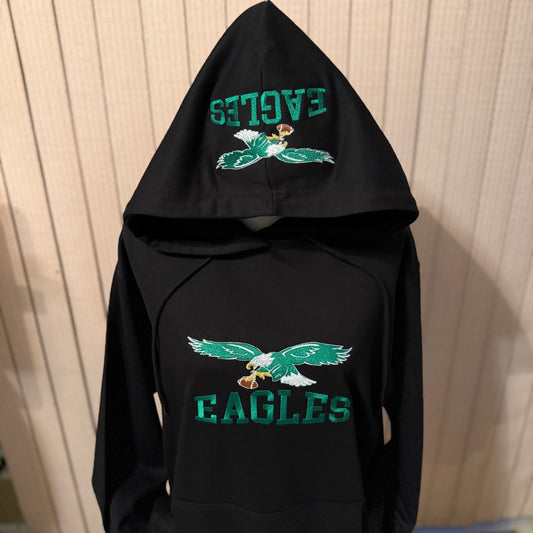 EAGLES Football Season Glow in the Dark Philadelphia Eagles Embroidered Hood and Chest Hoodie | C'est Martine