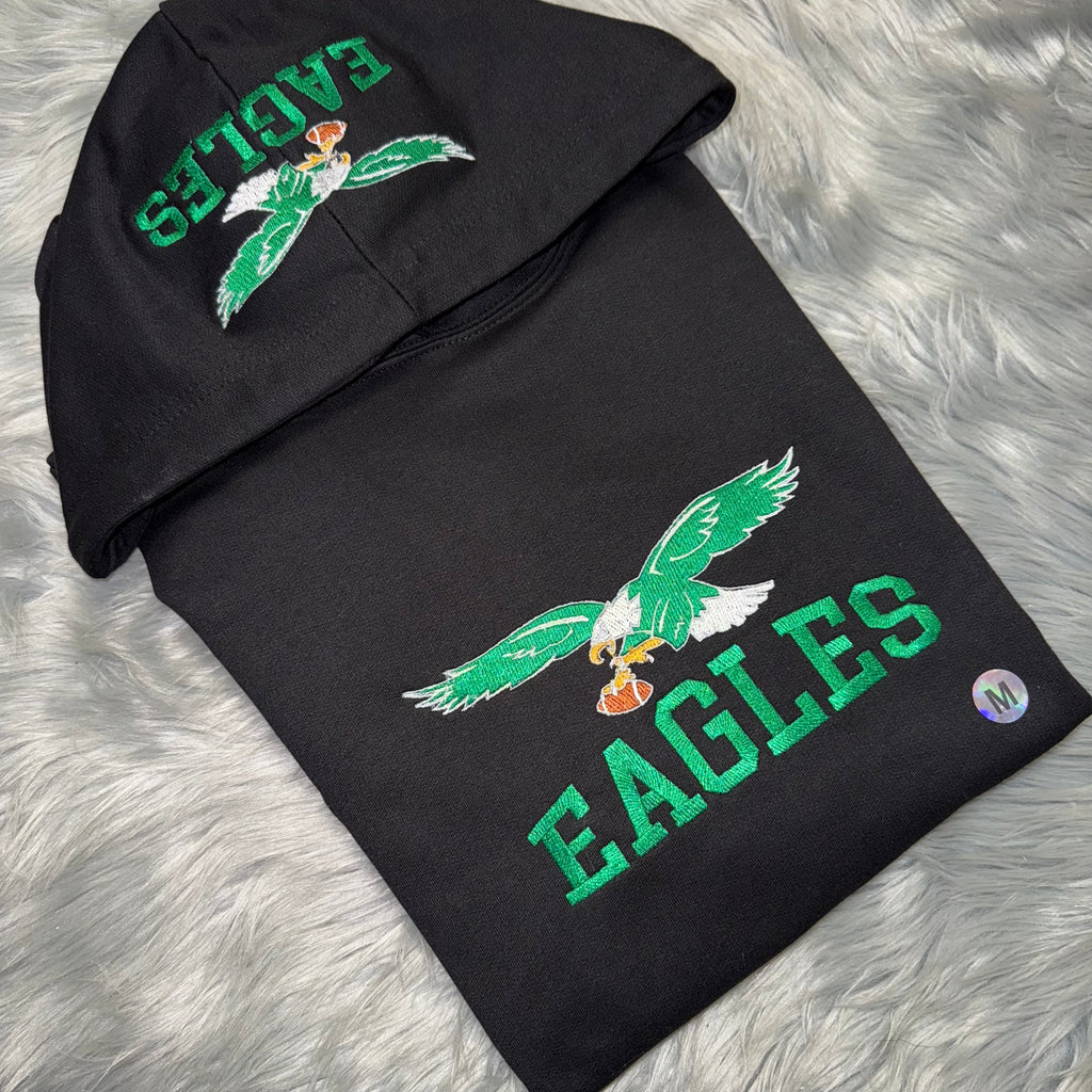 EAGLES Football Season Glow in the Dark Philadelphia Eagles Embroidered Hood and Chest Hoodie | C'est Martine