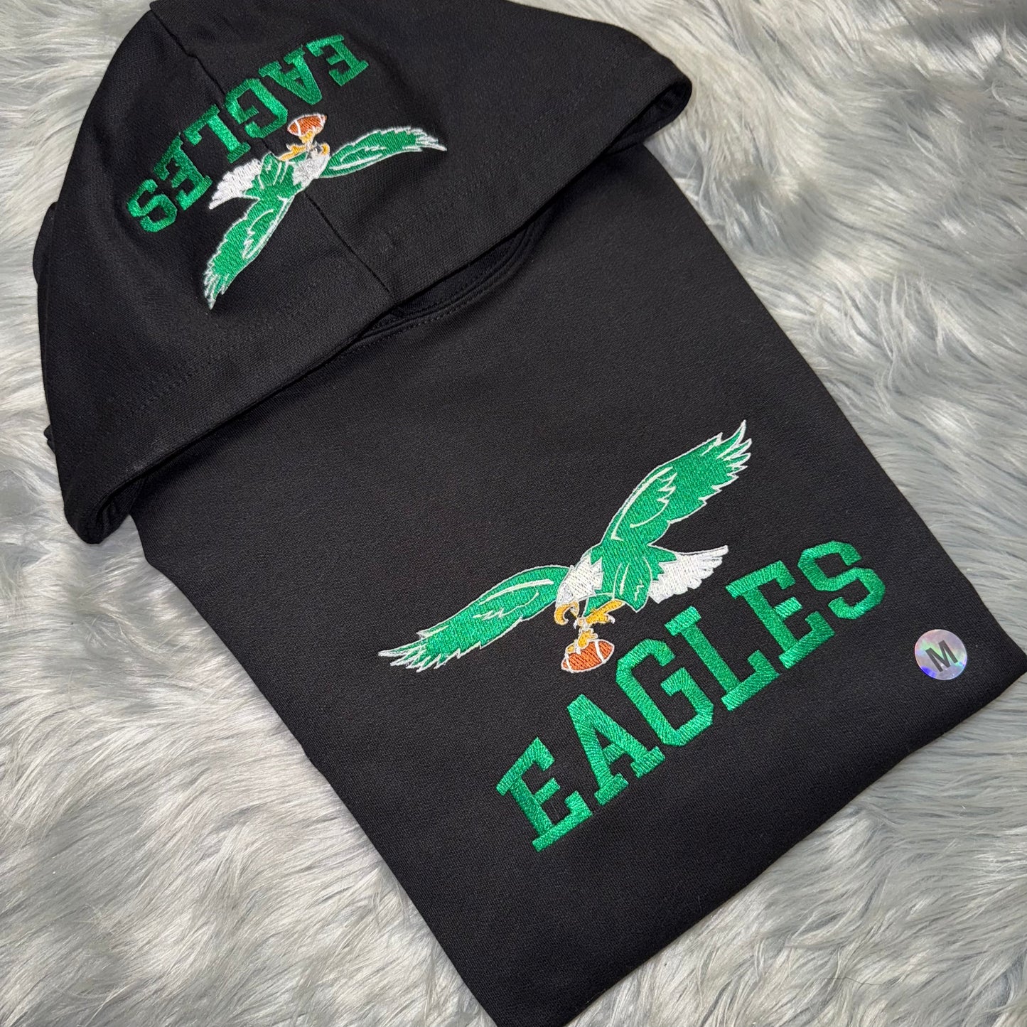 EAGLES Football Season Glow in the Dark Philadelphia Eagles Embroidered Hood and Chest Hoodie | C'est Martine
