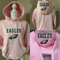 Pink Football Season Philadelphia Eagles Embroidered Hood and Chest Hoodie