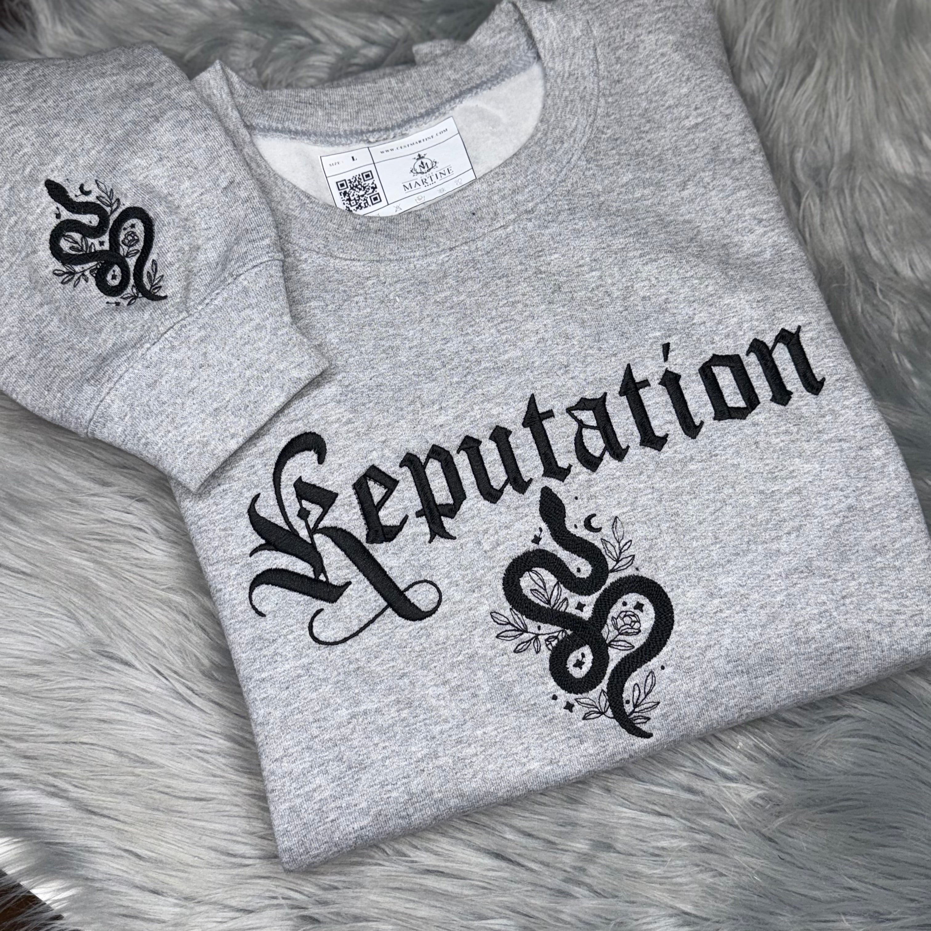 Reputation Black Snake Embroidered Hoodie –