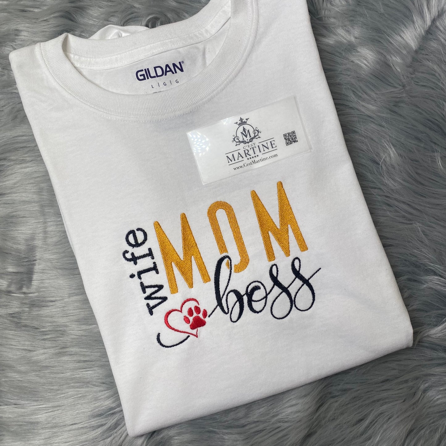 Wife Mom Boss,  Embroidered, Custom T-Shirt, Church Going