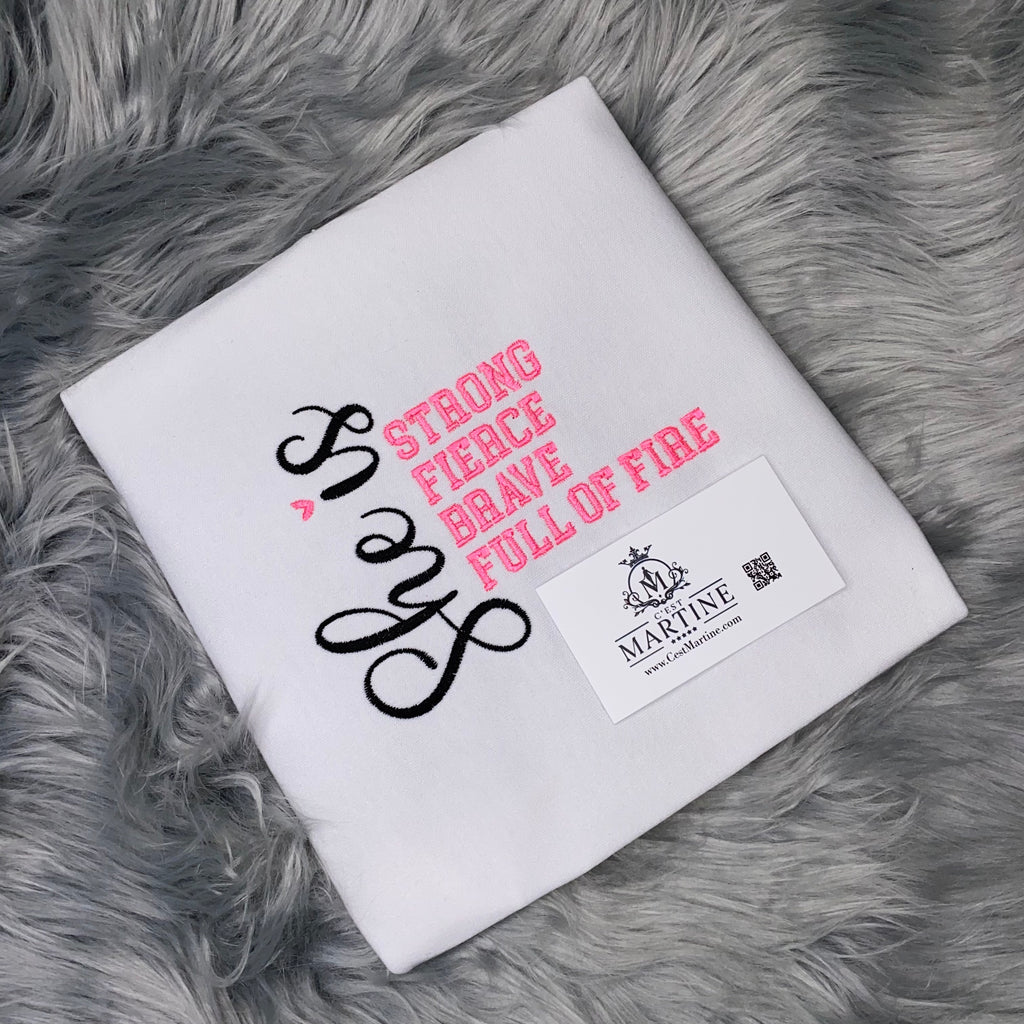 She Is, Strong Woman, Motivation, Embroidered, Birthday Gift, Mother's Day Gift ,  T-Shirt
