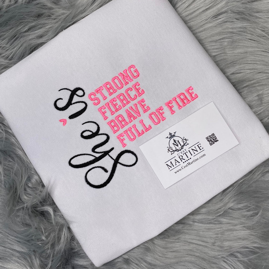 She Is, Strong Woman, Motivation, Embroidered, Birthday Gift, Mother's Day Gift ,  T-Shirt