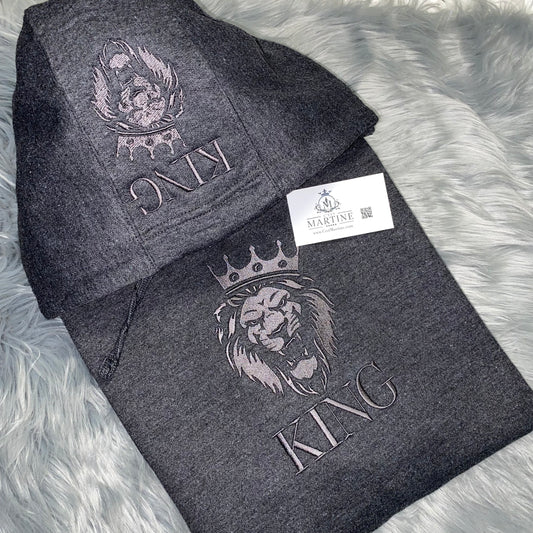 Hoodie Custom King Embroidery, Lion with a Crown | C'est Martine