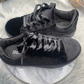 Black Velvet Sneaker with Satin Ribbon Lace