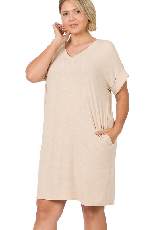 Short Sleeve Dress Beige