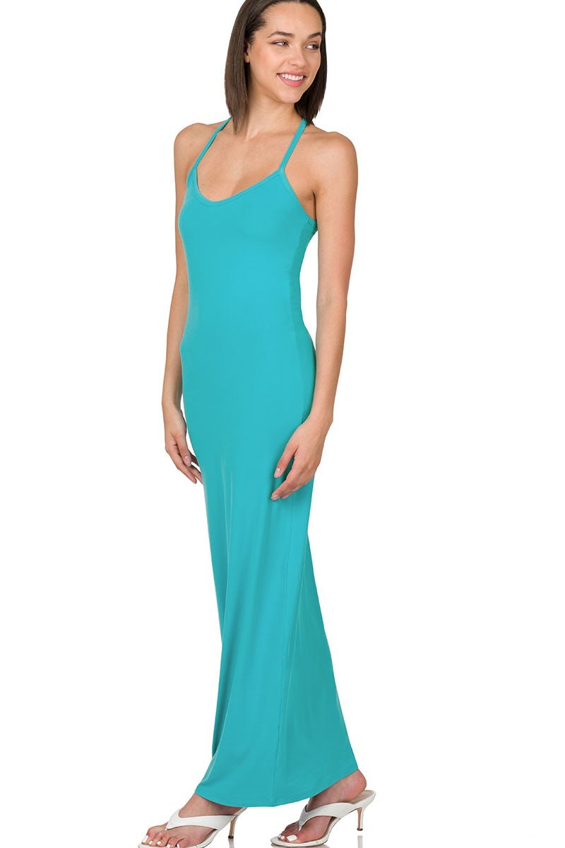 Maxi Spagetti Strap Racerback Dress Tiffany Blue