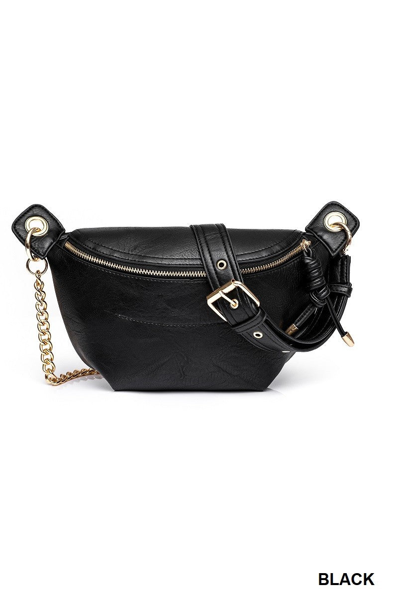 Vegan Leather Convertible Sling Belt Bag
