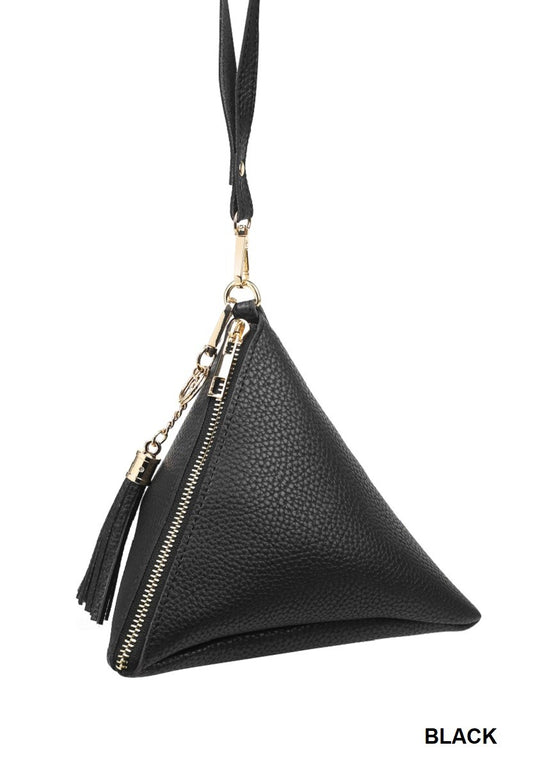 Vegan Leather Pyramid Wristlet Bag