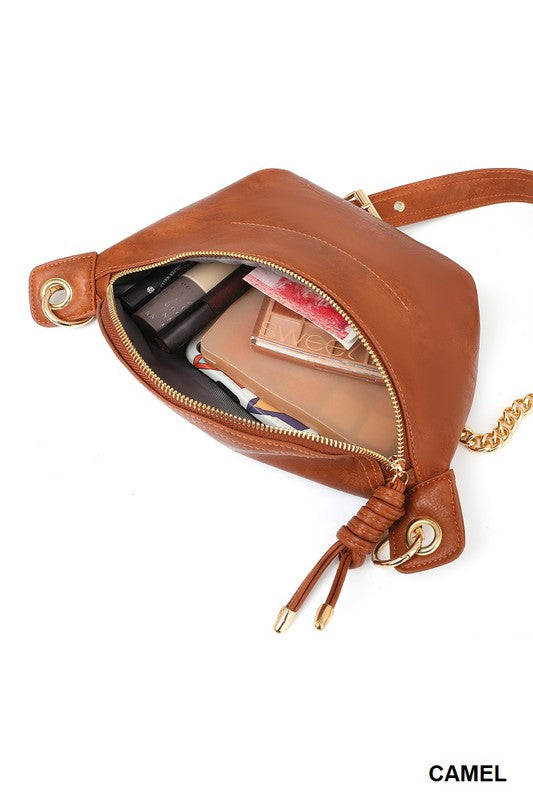 Vegan Leather Convertible Sling Belt Bag