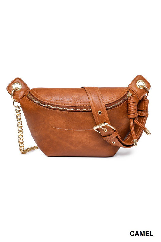Vegan Leather Convertible Sling Belt Bag