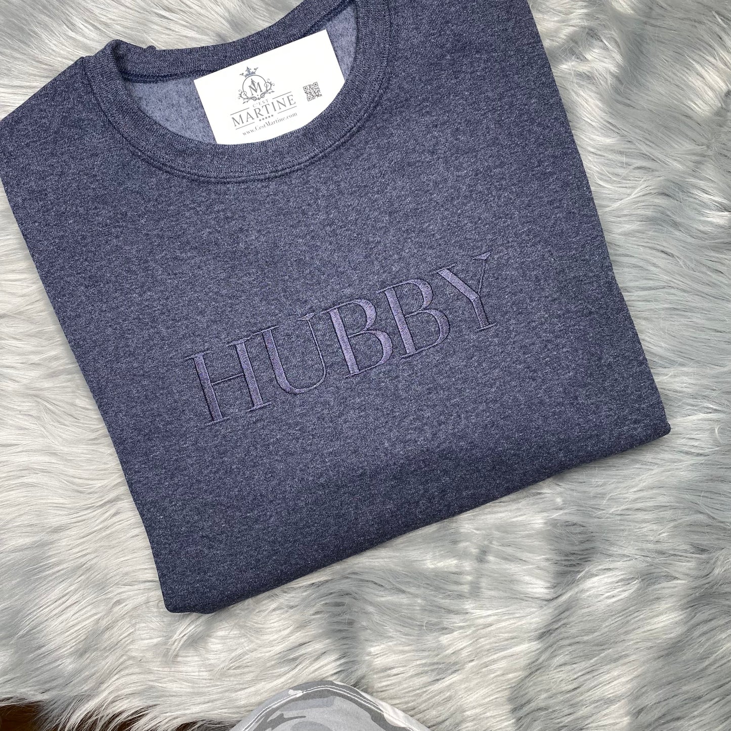Embroidered Gift, Husband, Hubby CrewNeck Sweatshirt, Aesthetic Embroidery, Father's Day