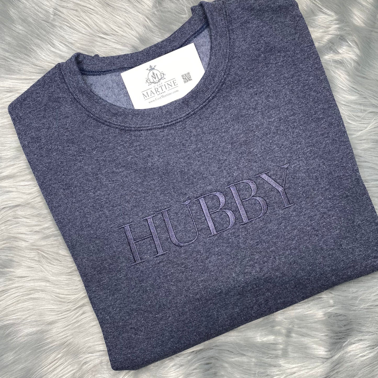 Embroidered Gift, Husband, Hubby CrewNeck Sweatshirt, Aesthetic Embroidery, Father's Day