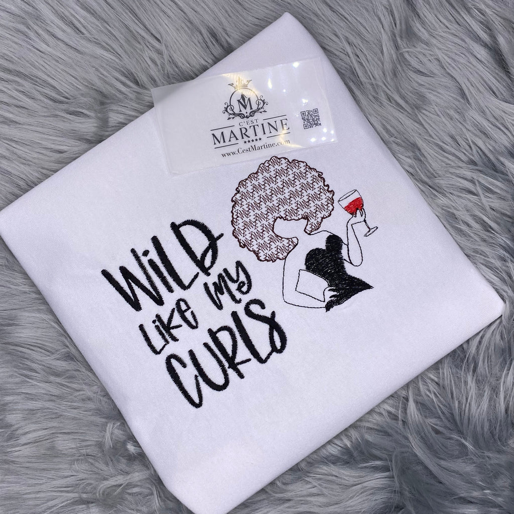 Juneteenth, African American, Black Woman, Embroidered T Shirt, Wild Like Curls T shirt
