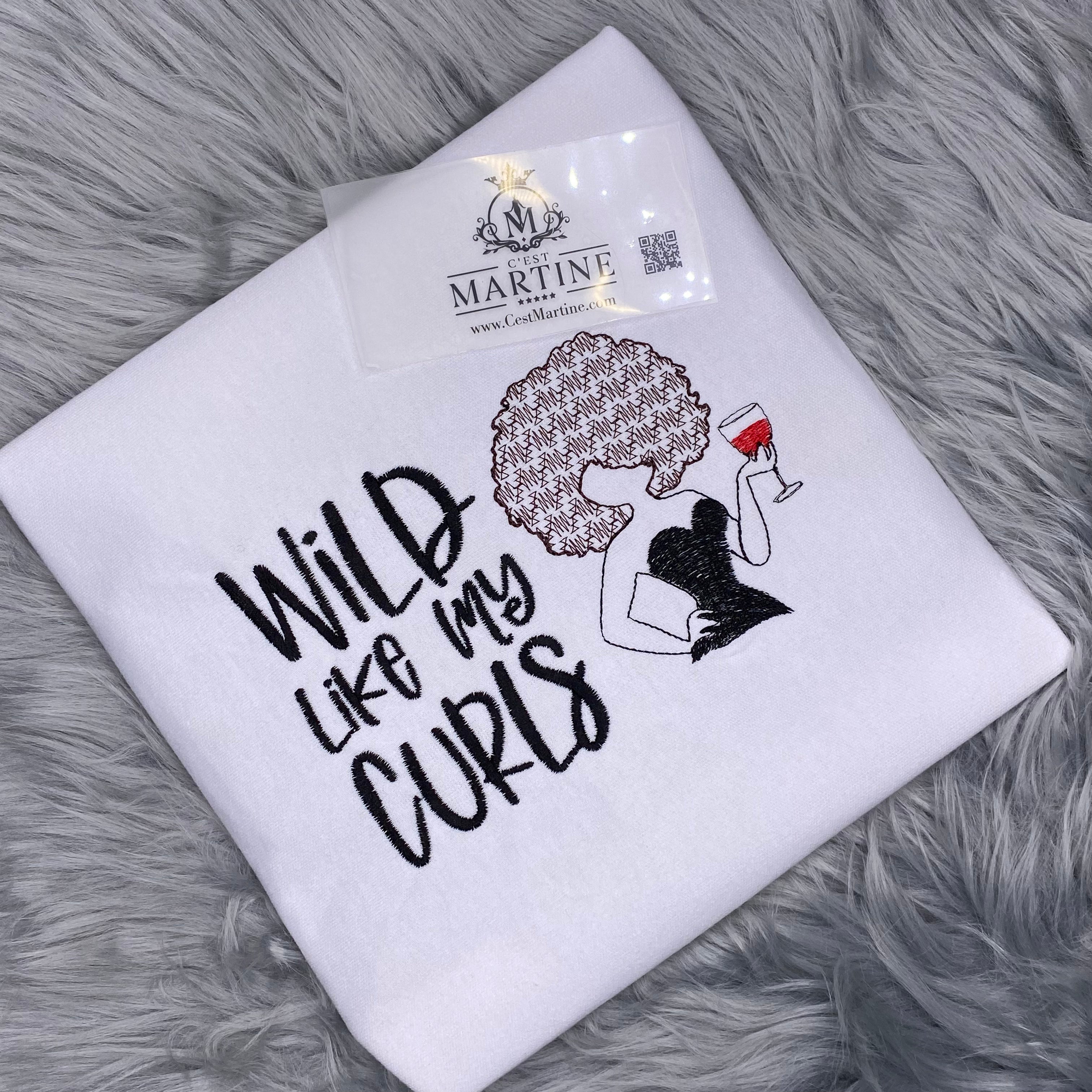 Juneteenth, African American, Black Woman, Embroidered T Shirt, Wild Like Curls T shirt