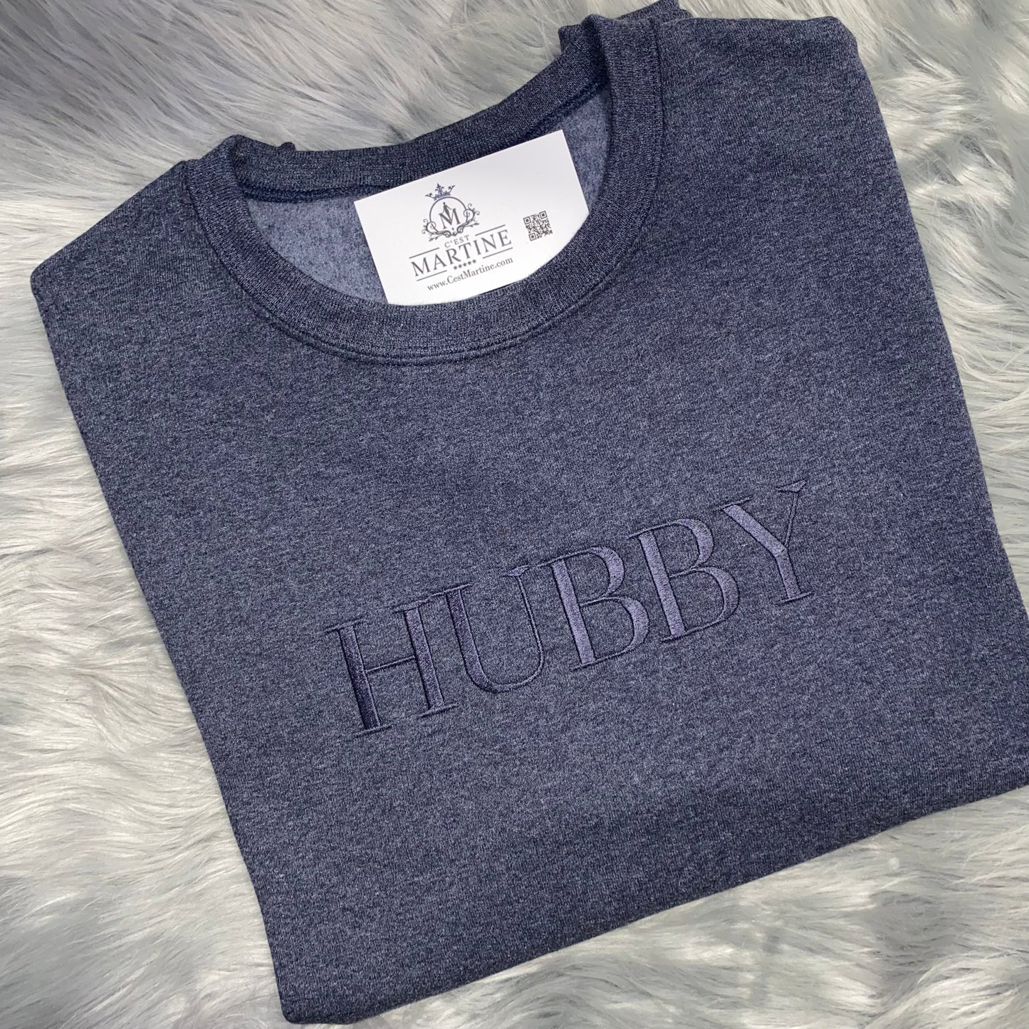 Embroidered Gift, Husband, Hubby CrewNeck Sweatshirt, Aesthetic Embroidery, Father's Day