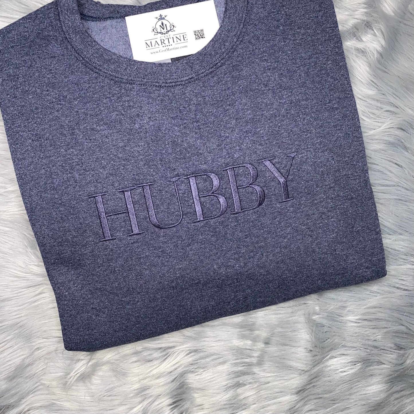 Embroidered Gift, Husband, Hubby CrewNeck Sweatshirt, Aesthetic Embroidery, Father's Day