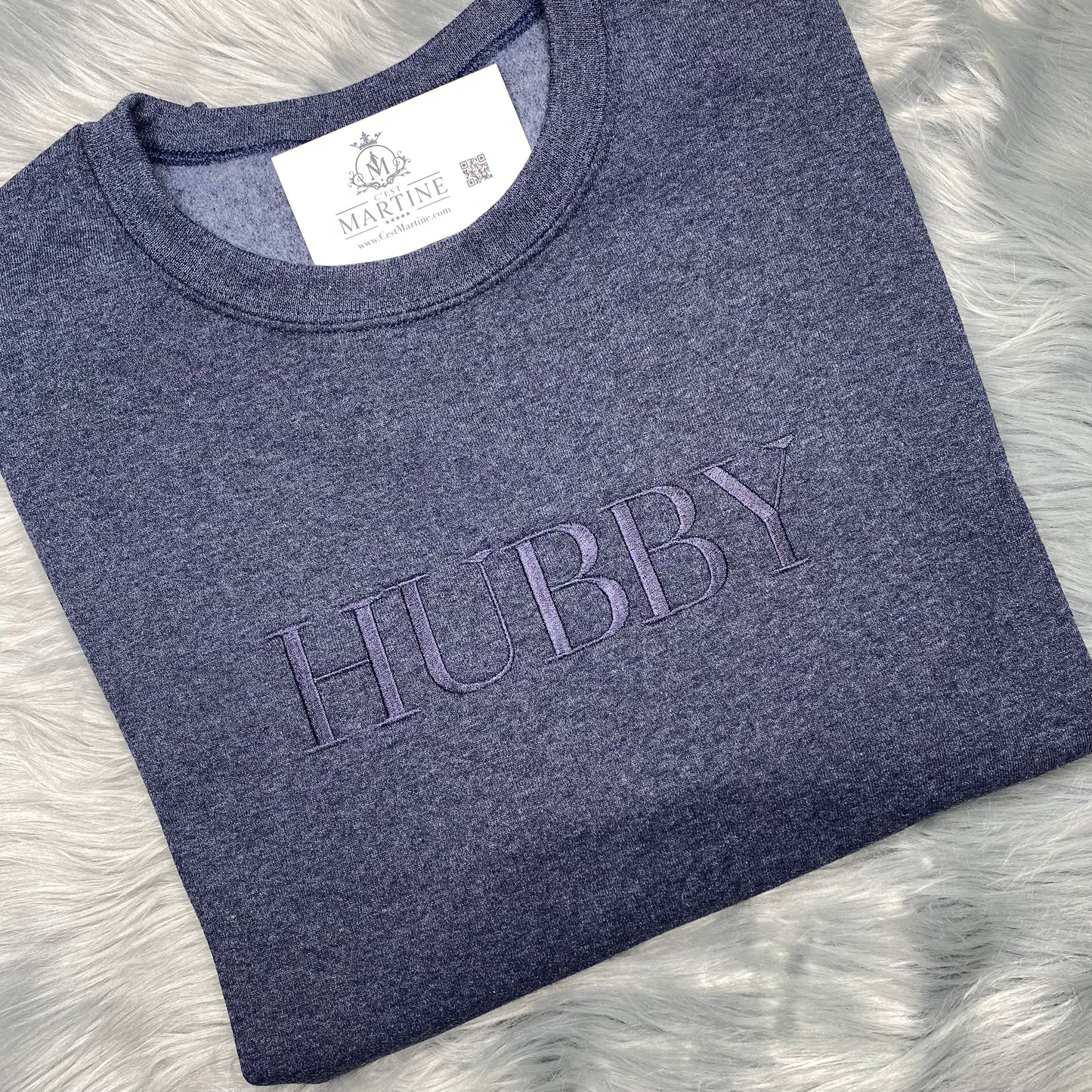 Embroidered Gift, Husband, Hubby CrewNeck Sweatshirt, Aesthetic Embroidery, Father's Day