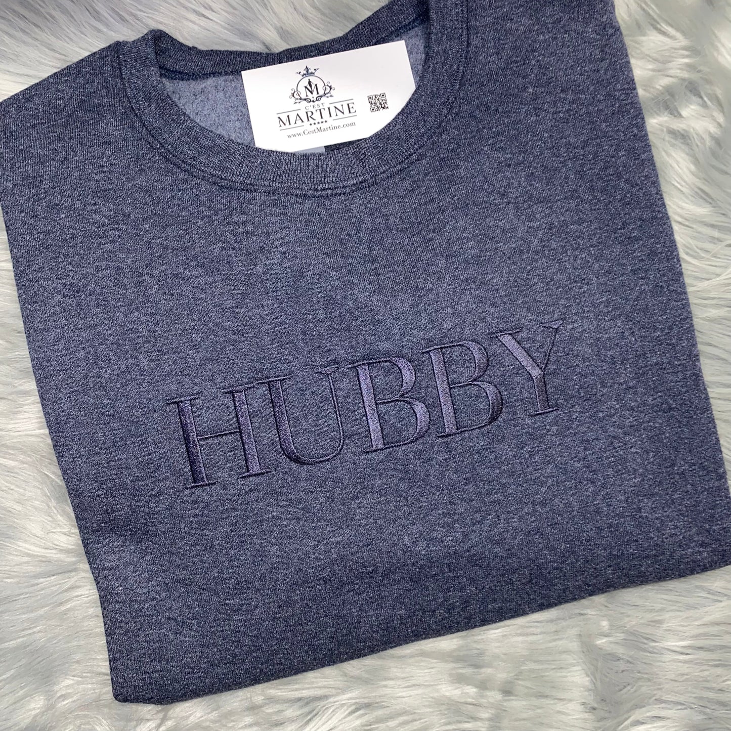 Embroidered Gift, Husband, Hubby CrewNeck Sweatshirt, Aesthetic Embroidery, Father's Day