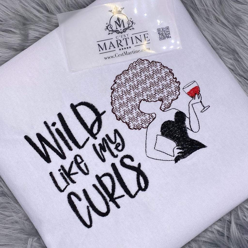 Juneteenth, African American, Black Woman, Embroidered T Shirt, Wild Like Curls T shirt