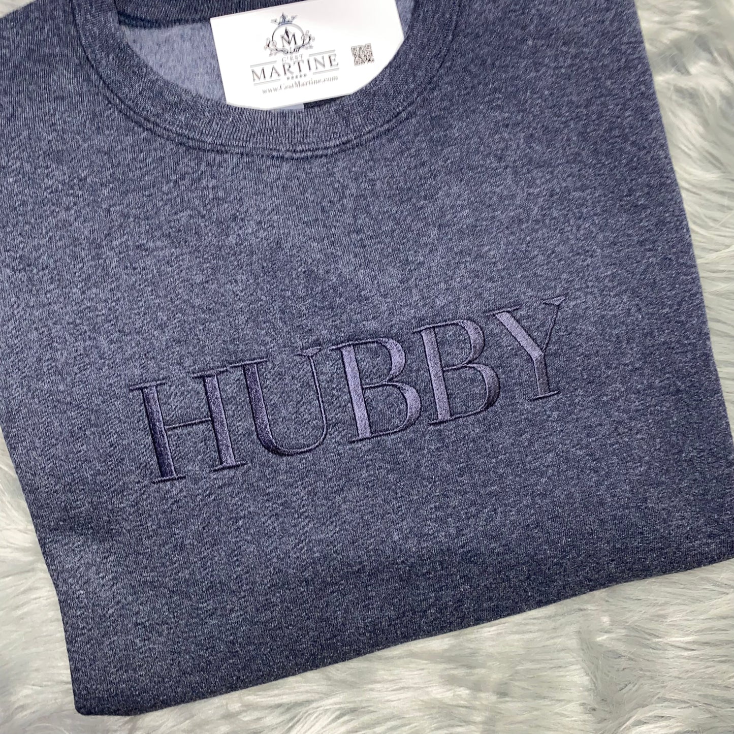 Embroidered Gift, Husband, Hubby CrewNeck Sweatshirt, Aesthetic Embroidery, Father's Day
